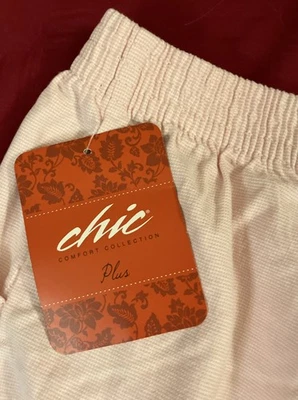 NUEVO CON ETIQUETAS~Chic~Colección Confort~Pantalones Cortos Rosa Vintage~Cintura Elástica~K Mart~Talla 24W Promedio Foto 1 de 4