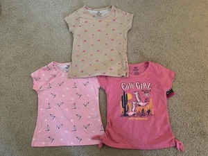 New LOT OF 3 GIRLS PINK VELVET Cowgirl Western Pink T-SHIRTS SIZE 5/6 - Picture 1 of 7
