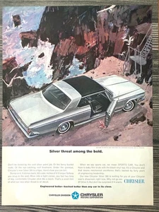 1964 Magazin Printanzeige CHRYSLER Auto Silber Bedrohung unter den Kühnen - Bild 1 von 2