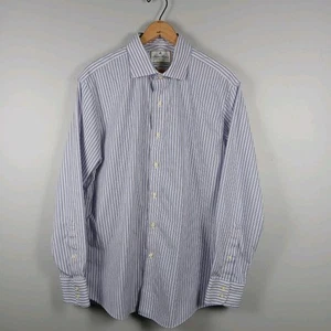 Brooks Brothers Thomas Mason Luxury Shirt Men Sz 16/34 Blue & Pink Regular Fit - Picture 1 of 12