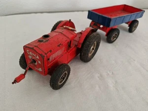 Modell Auto-Traktor mit Anhänger -US Zone-von GAMA- 1950- stark bespielt - - Bild 1 von 3