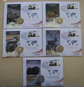 5 x 5 Euro 2020 „Subpolare Zone" Polymer Komplett-Set ADFGJ als Numisbriefe - Picture 1 of 2
