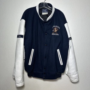 90s U of A Taz Tasmanian Devil Metallurgy Engineering Leather Bomber Jacket XL - Picture 1 of 8