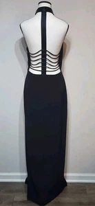 Vintage 90er CACHE Abendkleid Gr. 8 Perlen Neckholder Träger hinten offen Seitenschlitz - Bild 1 von 14