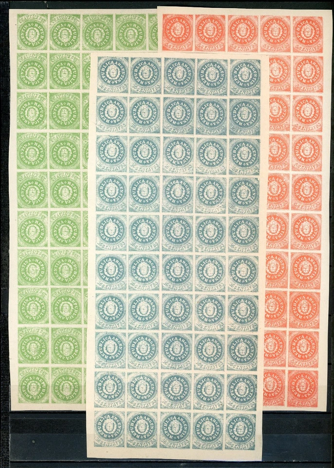 CP-32  Argentine N° 5d à 6c neufs sans gomme en blocs de 20. Cote 11400 euros - Photo 1/1