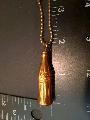Vintage Gold Coca Cola Soda Mini Bottle Keychain/Keyrings - Image 1 of 4