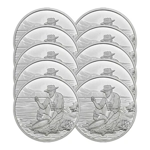Lot of 10 - 1 Troy oz Divisible Gold Panner .999 Silver Round (1/4 oz x 4) - Picture 1 of 3