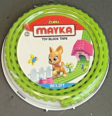 Zuru Mayka Green Toy Block Tape 2 row 3.2 FT Cut Shape Stick Remove NEW 2017 - Image 1 of 3