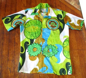 Vintage Clipper Club Mens Button Up Hawaiian Shirt 100% Polyester S - Picture 1 of 5