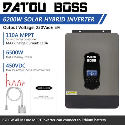 DATOUBOSS 6200W 48V Hybrid Solar Wechselrichter Eingebauter MPPT 110A Ladegerät