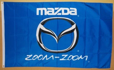 Автомобильный баннер Mazda Zoom с синим и белым флагом премиум-класса 3 фута x 5 футов (продавец из США) - Изображение 1 из 3