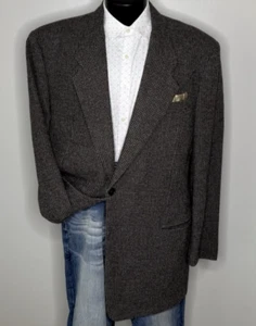 Giorgio Armani Wool Woven Tweed Gray Suit Jacket Blazer Coat Mens US 44L Italy - Picture 1 of 18