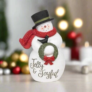 Cubo de flores de Navidad muñeco de nieve con corona de Navidad alegre y alegre estante cuidador - Imagen 1 de 2