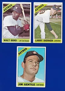 LOTE DE 3 ASTROS 1966 TOPPS #45 431 228 JIM GENTILE WALT BOND LARRY DIERKER EN MUY BUEN ESTADO - Imagen 1 de 2