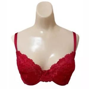 Red Lace Underwire Bra 36D Sexy Vamp Valentine Unpadded Apt 9 Intimates - Picture 1 of 6