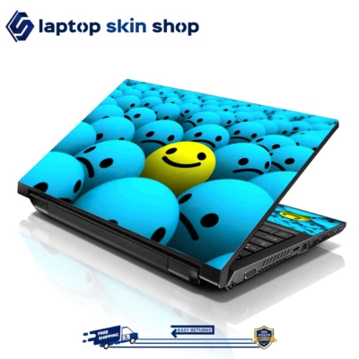 Laptop Skin Sticker Decal Cover Smiley for Notebook Apple Dell Asus 13-16 inch - Image 1 of 4