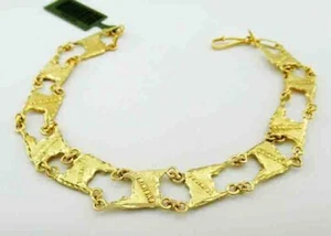 SOLID TRINIDAD MAP BRACELET SOLID 12K YELLOW GOLD -New With Tag - Picture 1 of 3