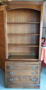 Ethan Allen Chest of Drawers with Bookcase/ Plate Display Shelves Traditional - Picture 1 of 16