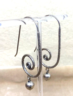 ORECCHINI ARGENTO CON PERLA ARGENTO PENDENTI LUNGHI 7 CM - Immagine 1 di 4