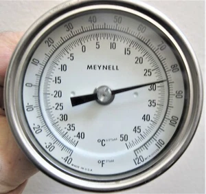 MEYNELL ALL METAL TEMPERATURE GAUGE IN FAHRENHEIT(120) & CELSIUS(50) ADJUSTABLE  - Bild 1 von 3