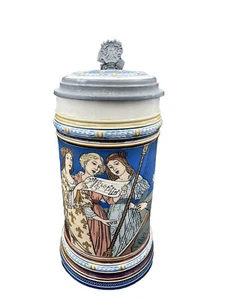 Mettlach Beer Stein 2581 .5L Etched Musical Scene Women Quidenus - Picture 1 of 9