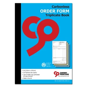 Cherry NCR Order Form Triplicate Book A4 (210mm x 297mm) 50 sets - Picture 1 of 4