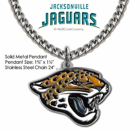 LARGE JACKSONVILLE JAGUARS NECKLACE STAINLESS STEEL CHAIN NFL FOOTBALL FREE SHIP Cover