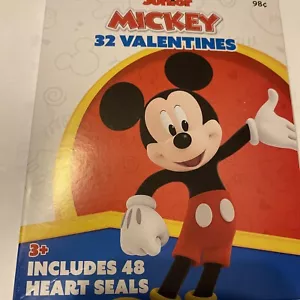 32 Hallmark Valentine’s Day Cards Mickey Mouse Disney Junior heart seals Kids - Picture 1 of 5