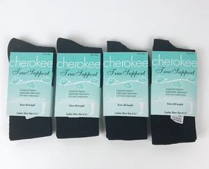 Cherokee Women's True Support 8-10 mm Compression Socks Black 4 Pairs - Picture 1 of 2