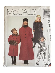 McCalls 9594 Children Girls Lined Holiday Coat Jacket Muff Pattern Sz 7-10 UNCUT - Picture 1 of 2
