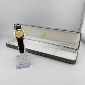 LONGINES 153 18K 750 Massiv Gold Quarz Gürtel Braun Top Zustand 22,5cm - Bild 1 von 18