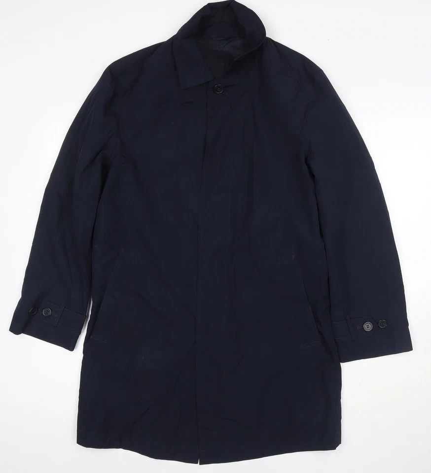 Marks and Spencer Mens Blue Trench Coat Jacket Size S Button - Image 1 of 4
