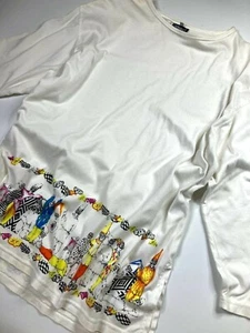 CAMISETA LARGA VERSACE J COUTURE DE COLECCIÓN AÑOS 90 IMPRESA ARLEQUÍN NAPOLI ITALIA - Imagen 1 de 12