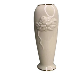 LENOX TALL CREAM GOLD ROSE VASE - Picture 1 of 8