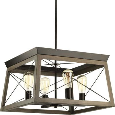 Briarwood Collection 4-Light Antique Bronze Farmhouse Square Chandelier Light - Image 1 of 4