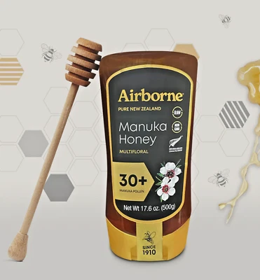 Manuka Honey Airborne (New Zealand) 100% Pure, Raw & Unfiltered | Immune Support - Imagem 1 de 4