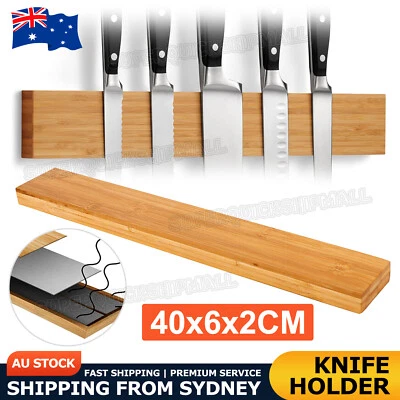 Bamboo Magnetic Knife Storage Cutlery Holder Stand Rack Block Kitchen Bar NEW - image 1 of 4