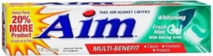 Aim Multi-Benefit Whitening Gel Toothpaste, Fresh Mint, 5.5 oz (4 Pack) - Picture 1 of 1