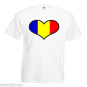 Romania Love Heart Flag Children's Kids Childs T Shirt - Picture 1 of 9