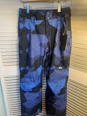 Pantalones de nieve Quiksilver Estate para jóvenes, niños/niños medianos 12 años, azul camuflaje nuevos con etiquetas #i4a Foto 1 de 4