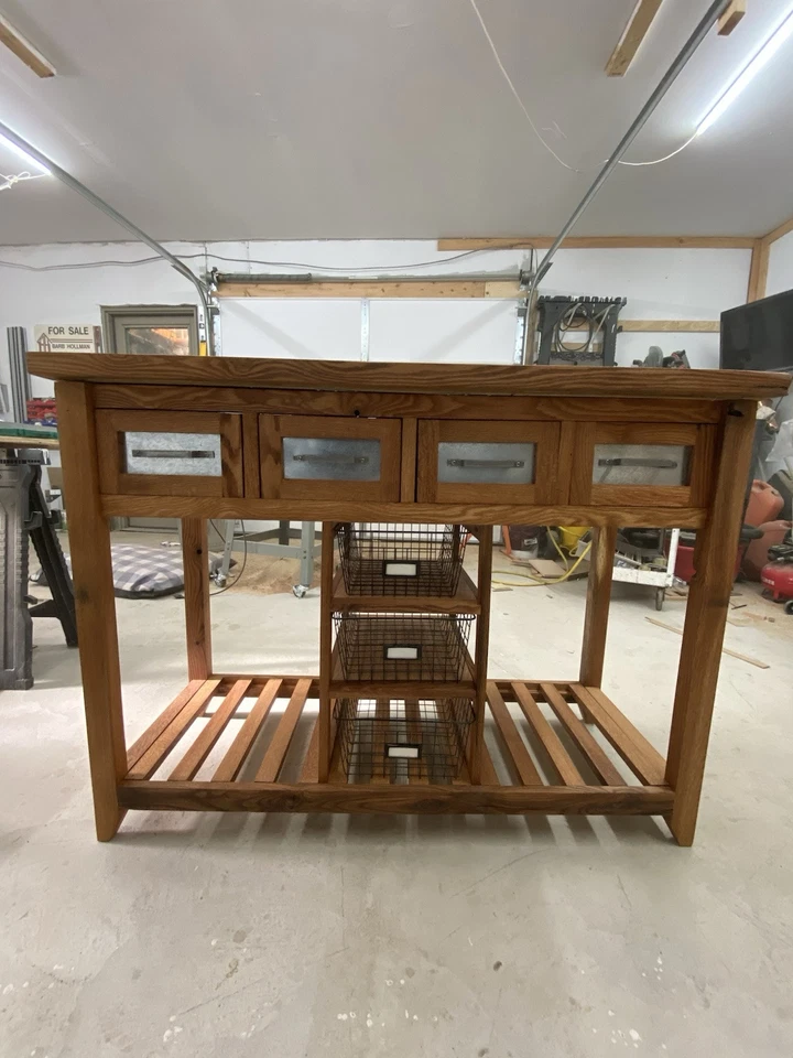 Mesa de roble macizo con tapa galvanizada Foto 1 de 1