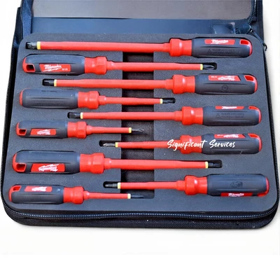 Milwaukee Screwdriver Set Adjustable Tool Storage 1000 Volt Insulated 11 Piece - Image 1 of 4