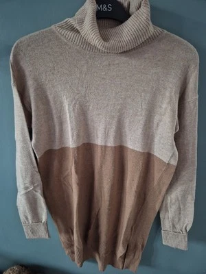 Next Size 6 Beige Brown Roll Neck Jumper (525/184/v) - Image 1 of 2