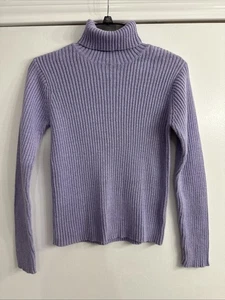 VTG Long Sleeve Light Purple Ribbed Turtleneck Shimmer Sweater X Small - Picture 1 of 3