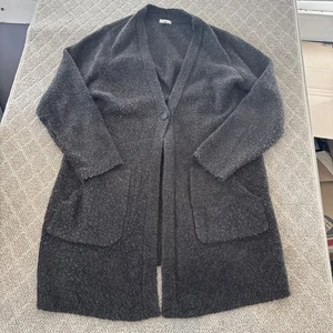 J Jill Mujer Cárdigan Plumero Suéter Algodón Acrílico Nylon L Gris Momcore - Imagen 1 de 14