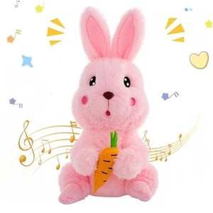 Easter Bunny Baby Toys, Singing Dancing 9" Bunny Easter Stuffed Pink Bunny Toy - Picture 1 of 7