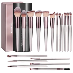 Juego de brochas de maquillaje BS-MALL 18 piezas base sintética premium correctores en polvo E - Imagen 1 de 12