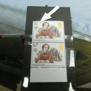 GB 1980 Bronte 12p vertical BLOCK OF 2 with MISSING 'p' in Value SG 1125Ea MNH - Picture 1 of 2
