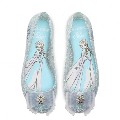 Little Girls Mini Melissa Flats Princess Elsa Frozen Dress Flats - Image 1 of 4