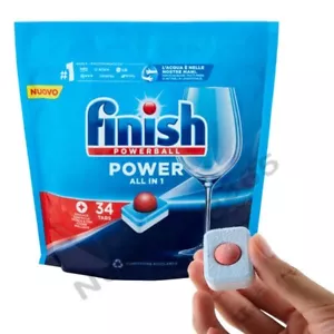 34 PASTIGLIE LAVASTOVIGLIE TABS DETERSIVO PIATTI FINISH POWERBALL ALL IN 1 - Foto 1 di 2
